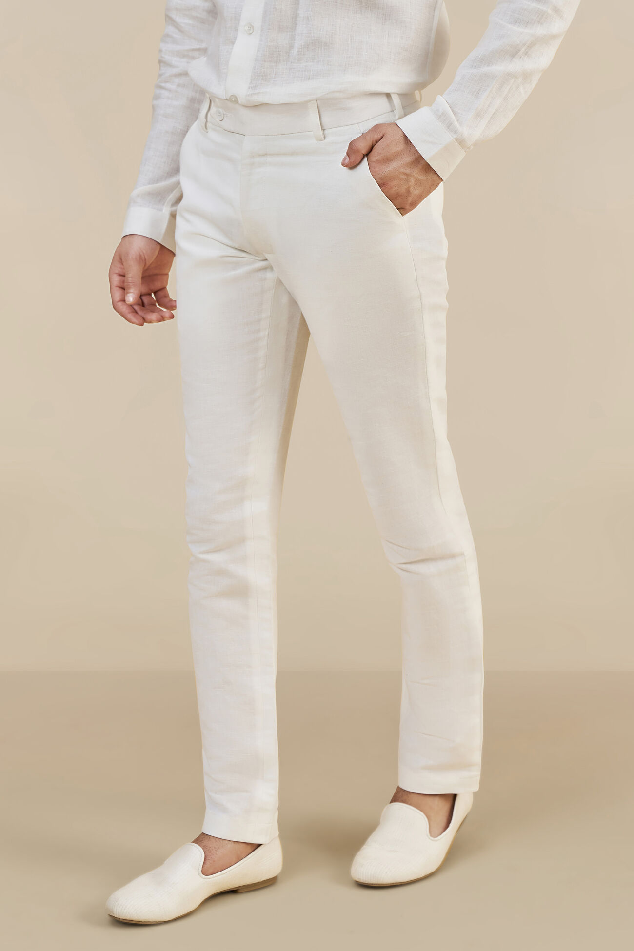 Linen Trousers, White, image 2