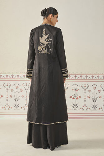 Saanjh Embroidered Cord Long Jacket Set - Black, Black, image 2