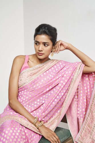 Ekisha Benarasi Saree - Pink, , image 5