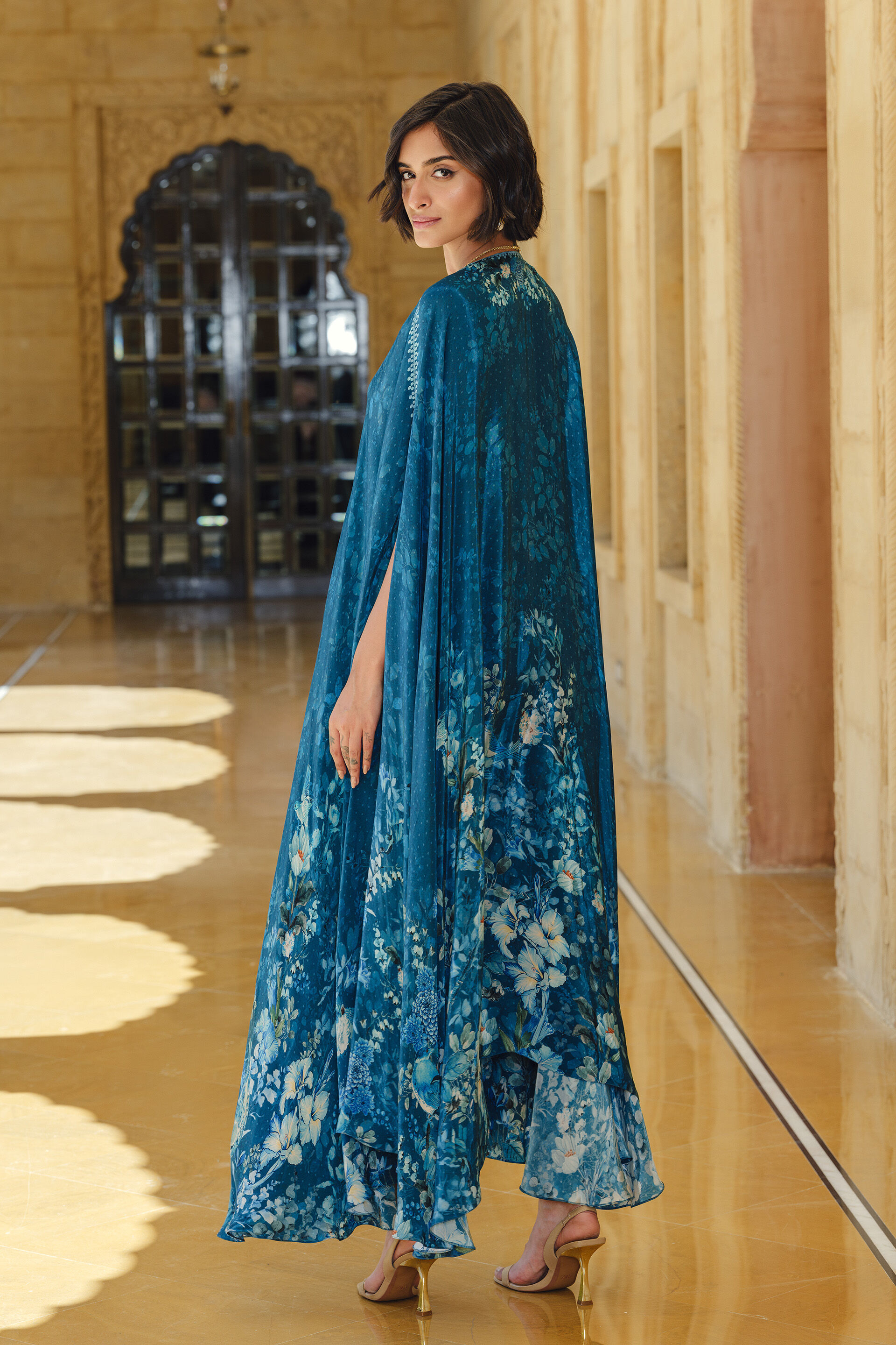 Twila Cape Dress - Blue, Blue, image 2