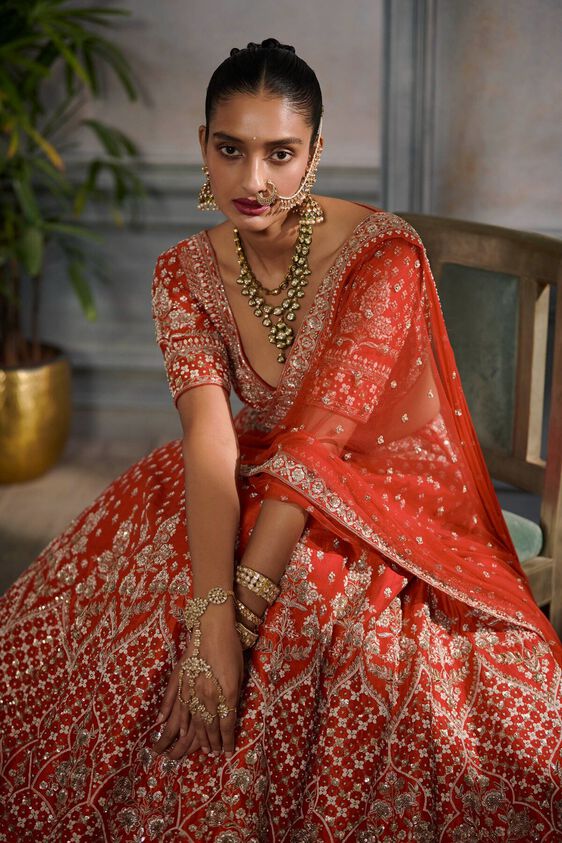 4 - Sitashi Lehenga Set – Red, image 4