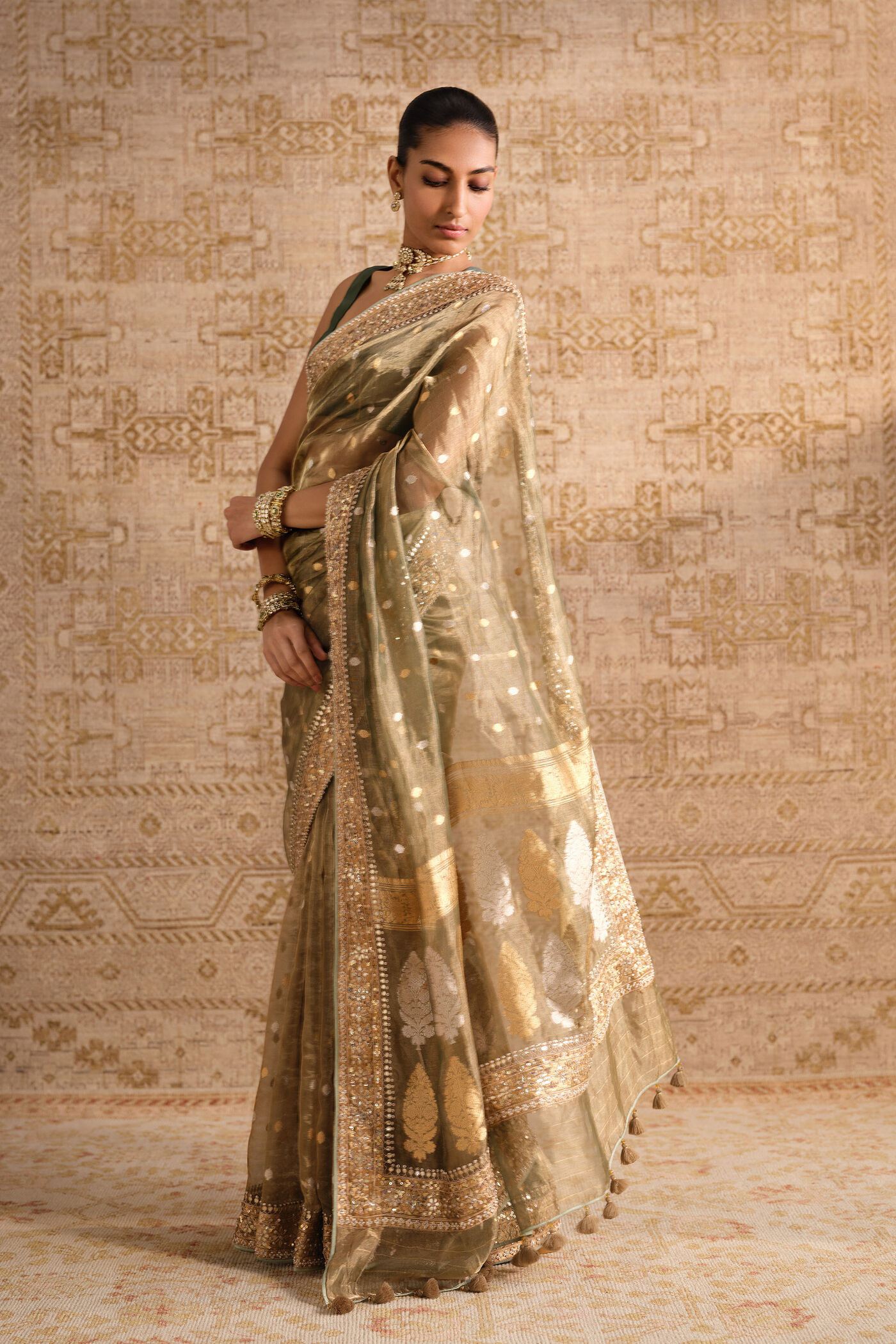 Buy Designer Devya Handwoven Benarasi Silk Saree - Sage Online for ...