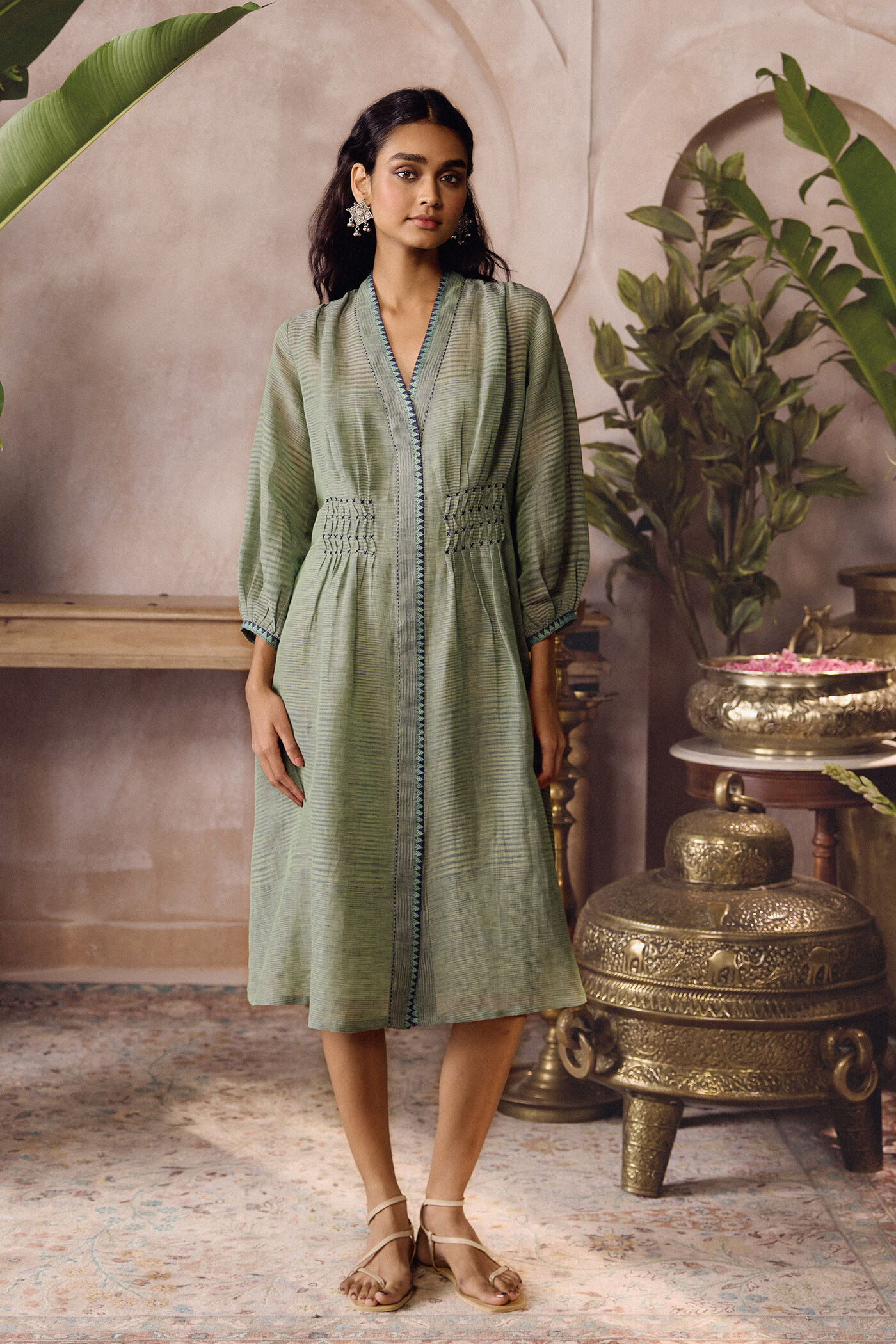 Buy Designer Isylwn Handwoven Dress - Green Online for Women from Anita Dongre F25S56_SAGE Buy Designer Isylwn Handwoven Dress - Green Online for Women from Anita Dongre F25S56_SAGE