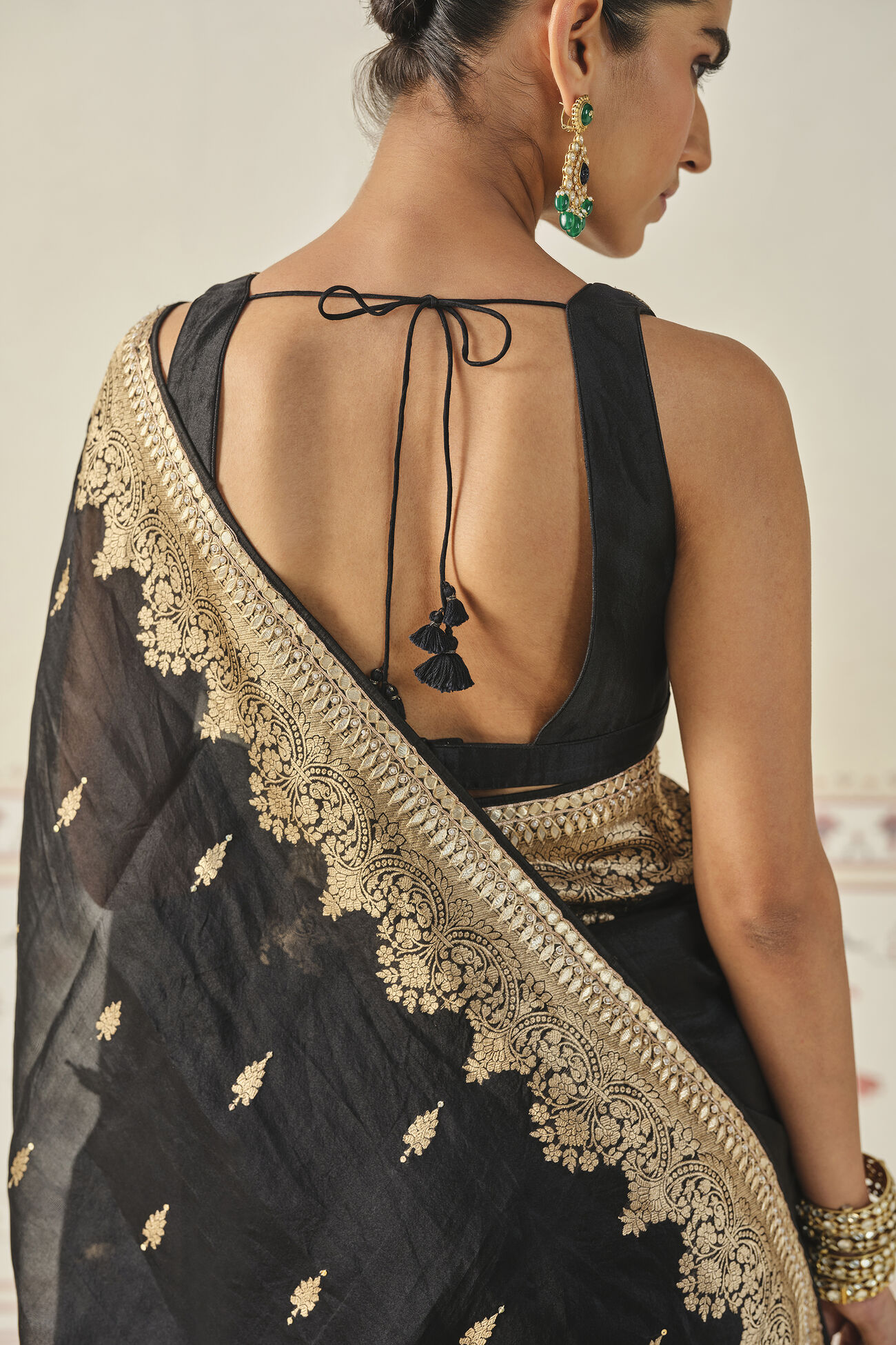 Samera Handwoven Benarasi Silk Saree - Black, Black, image 6