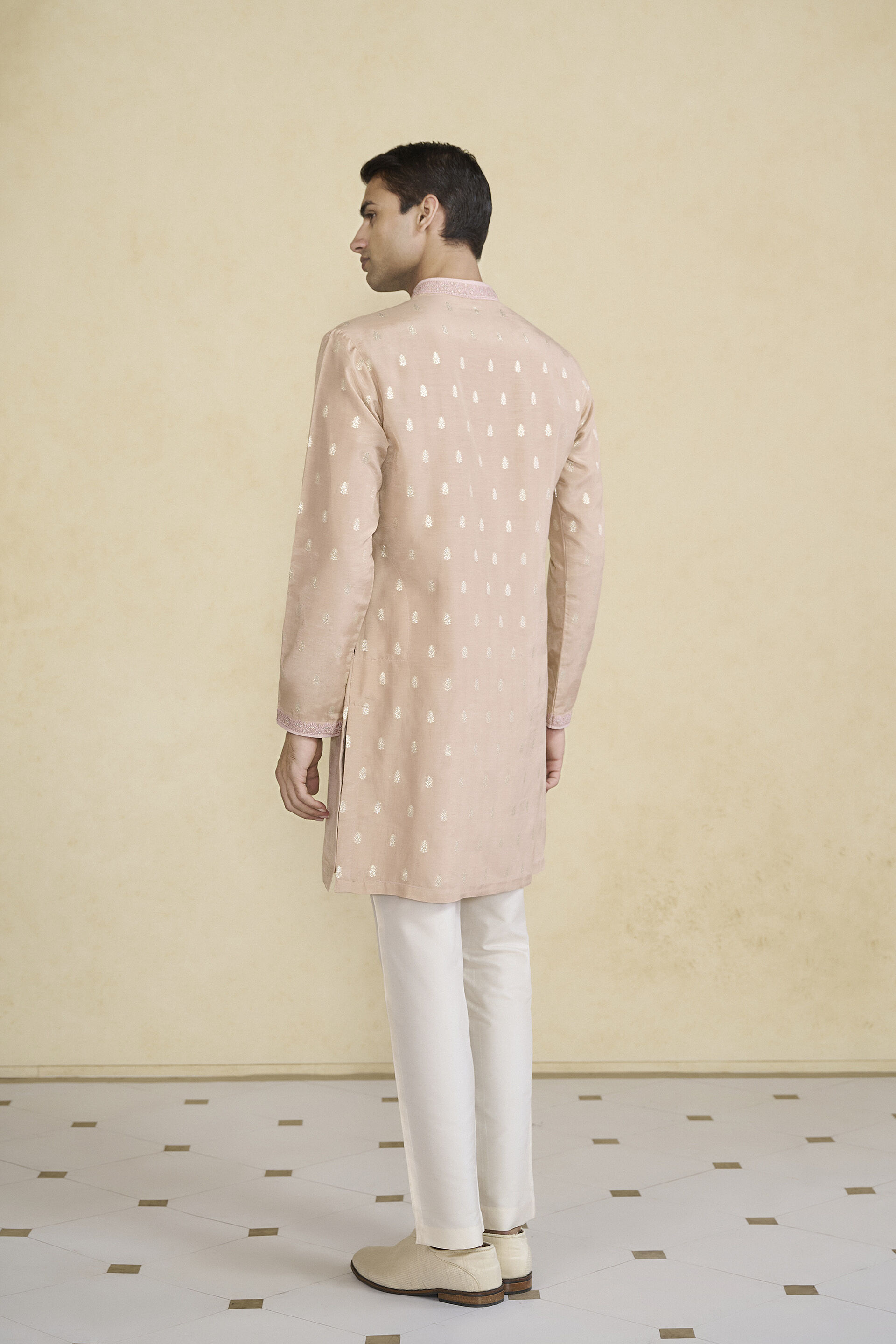 Vinil Handwoven Benarasi Silk Kurta - Pink, Pink, image 2