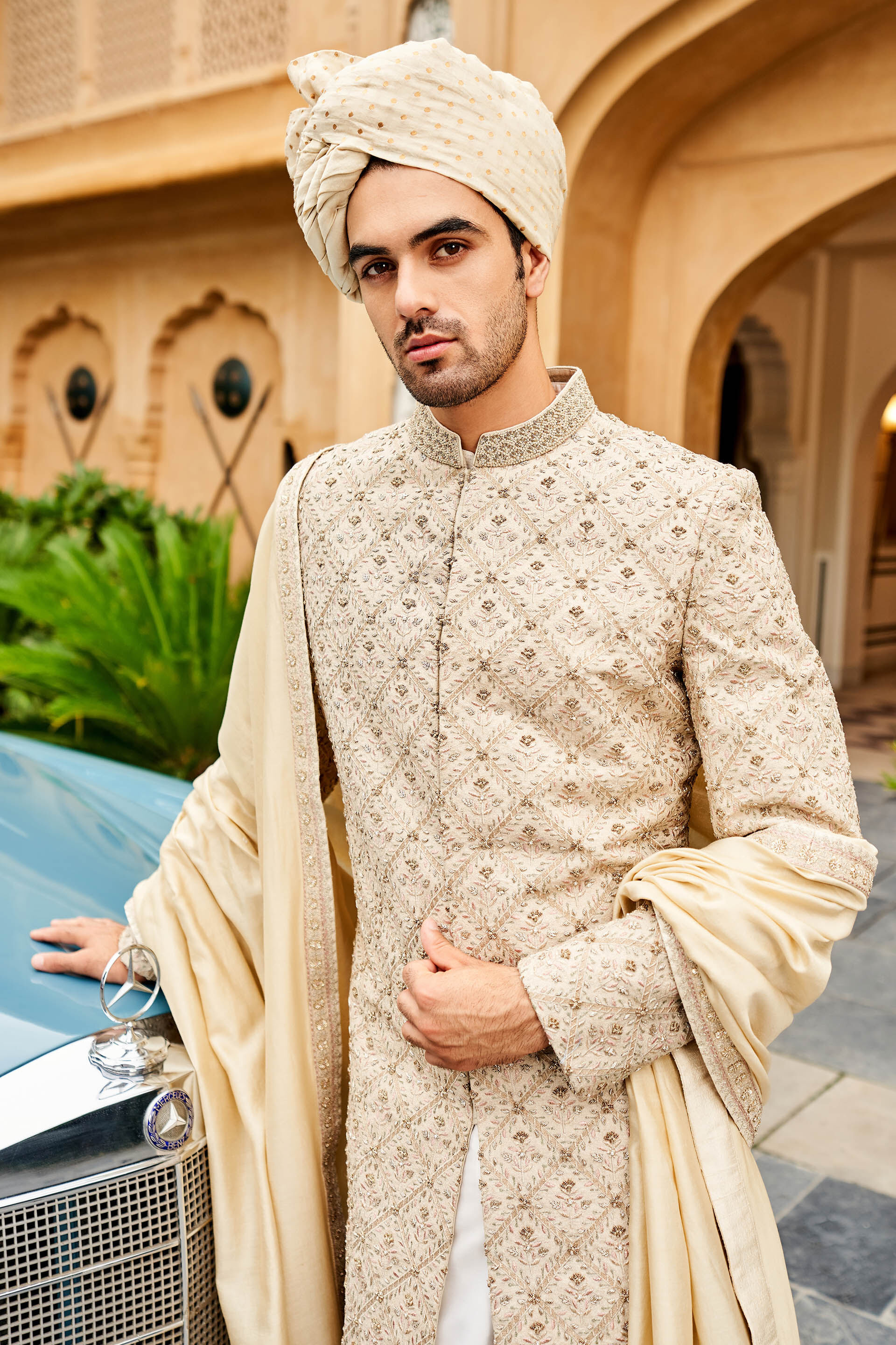 Cream sherwani new arrivals