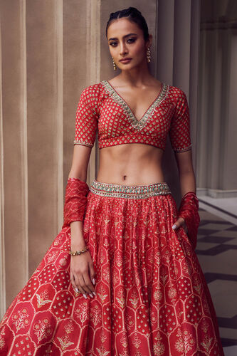 Mehvish Lehenga, Red, image 6