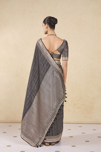 Jahi Handwoven Benarasi Silk Saree - Grey, Grey, image 3