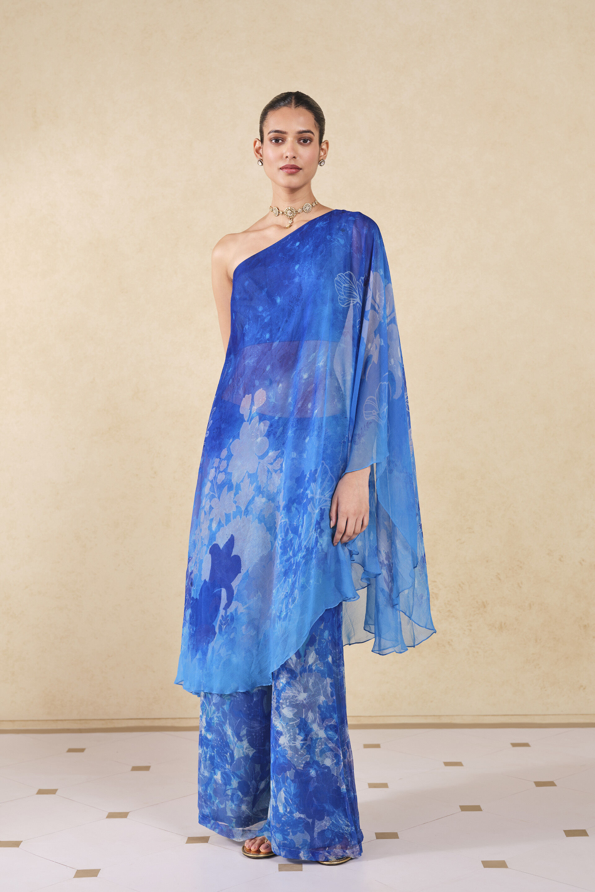 Fluisance Chiffon Palazzo Set - Blue