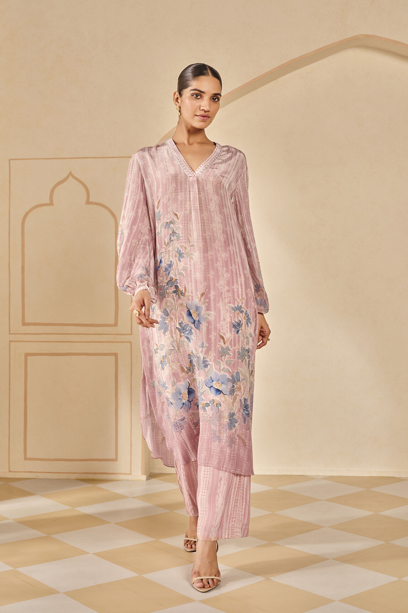 Soha Printed Kurta Set - Blush, Blush, image 1