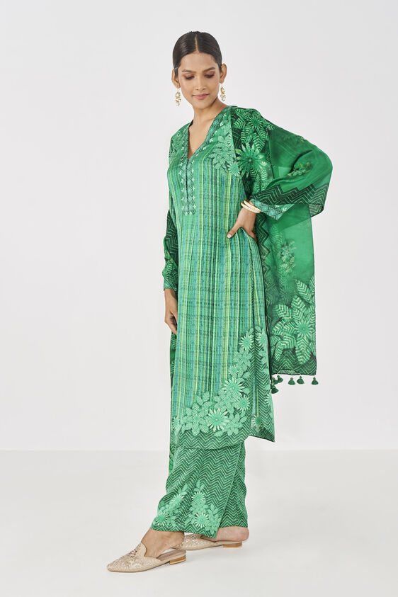 Mehr Kurta Set, Green, image 2