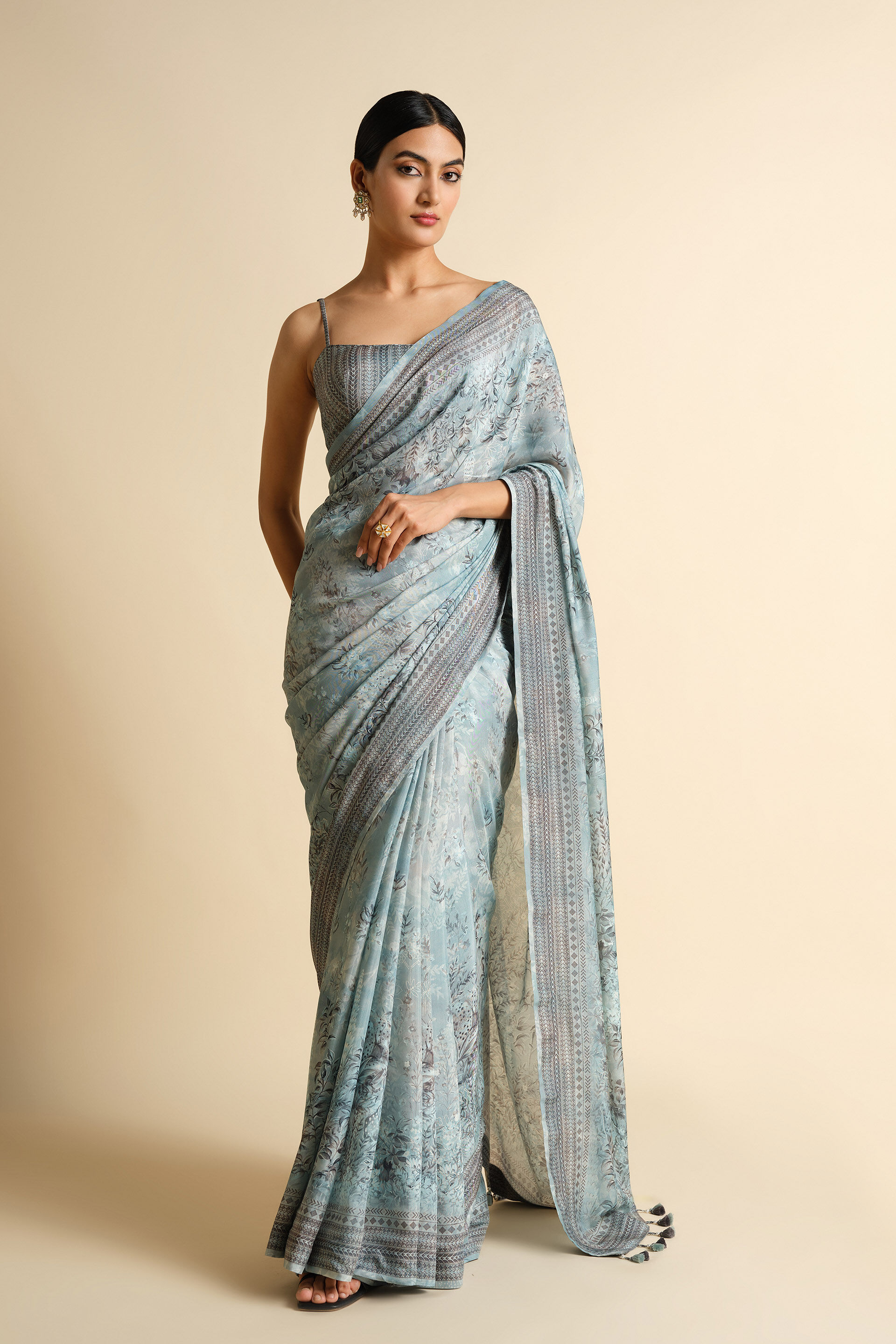 Siham Saree - Powder Blue