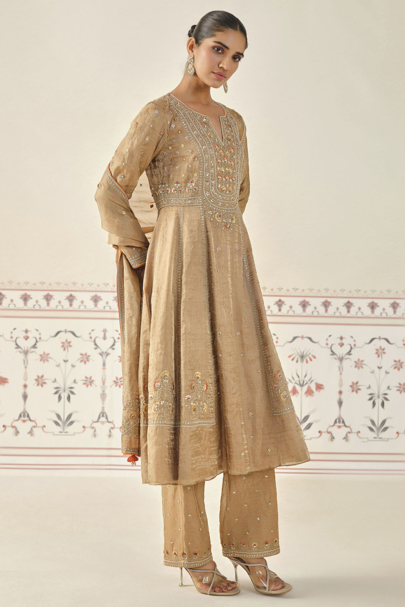 Yashna Embroidered Suit Set - Bronze, Bronze, image 3