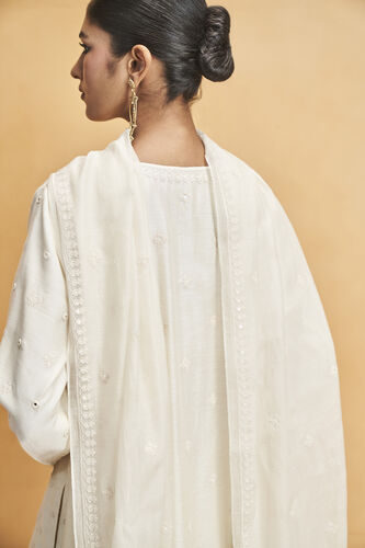 Samudra Embroidered Silk Suit Set - White, White, image 5
