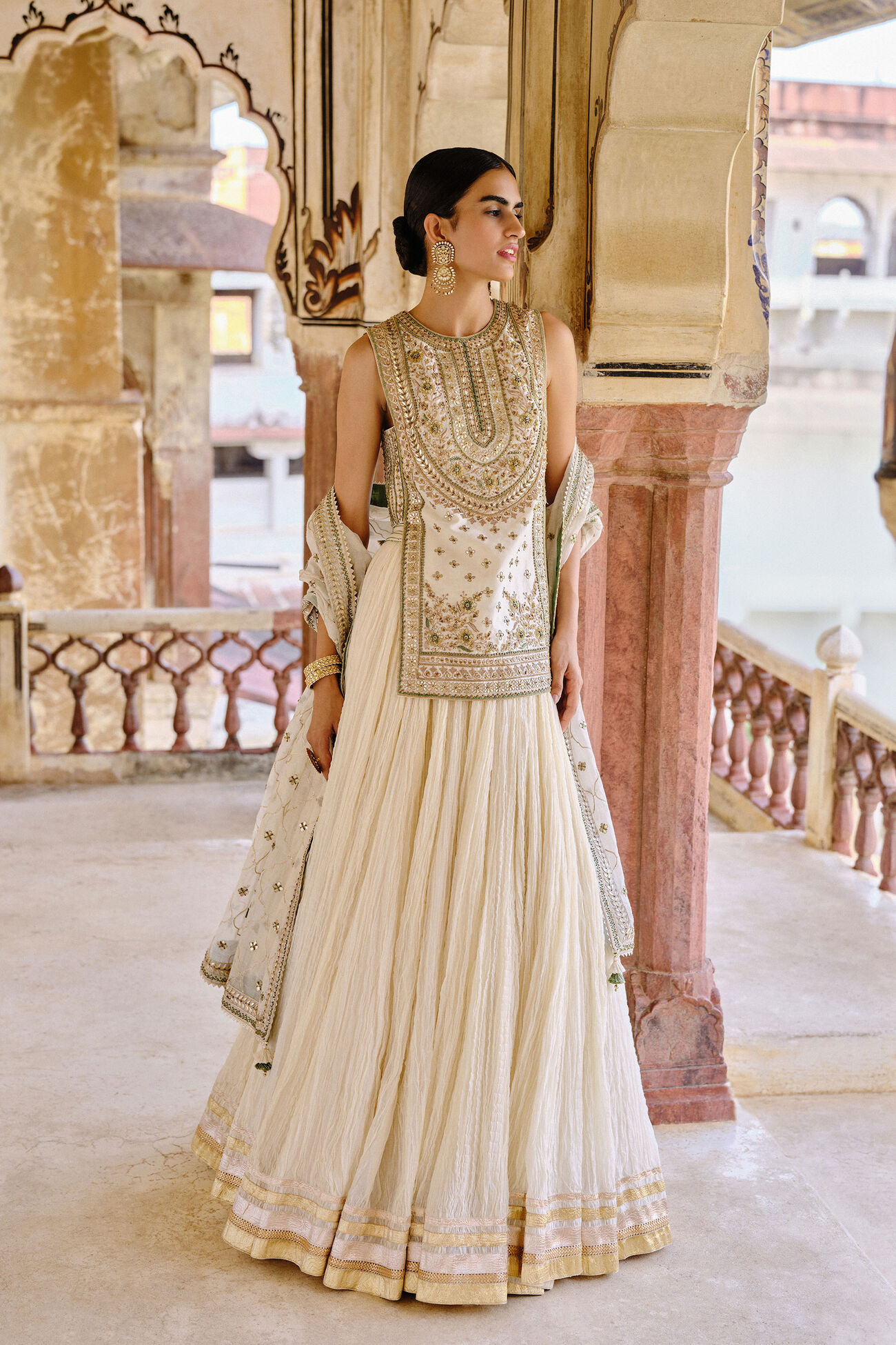 Mirai Gota Patti Mul Lehenga Set - Natural, Natural, image 1