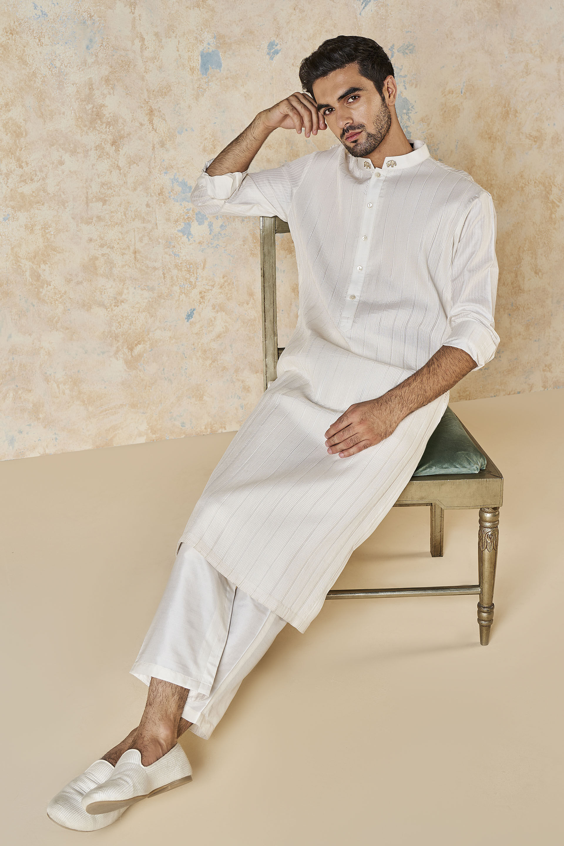Sifar Silk Kurta - Ivory, Ivory, image 4
