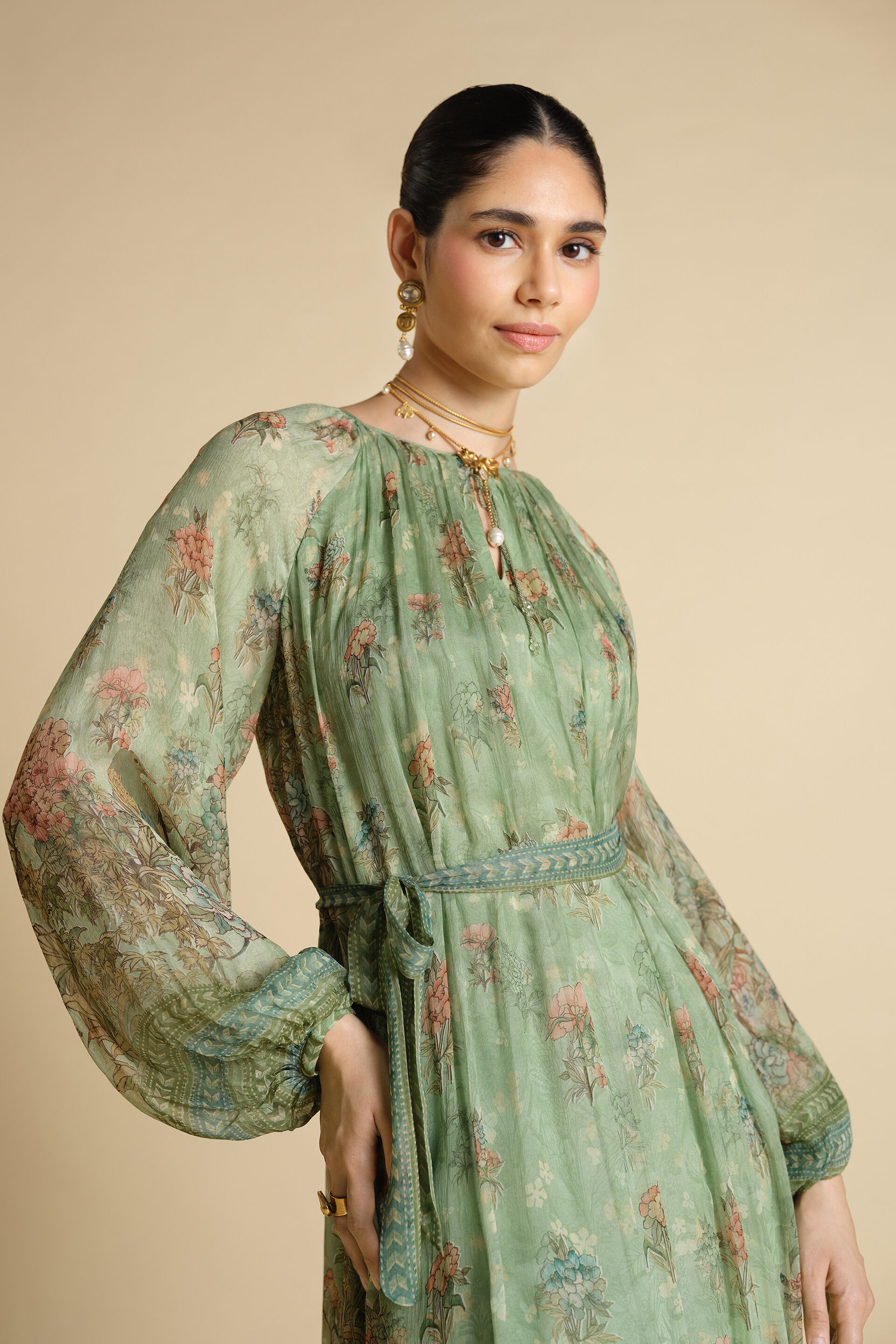 slim fit dress slacks Sage Green - Pink Ombre Kaftan Set