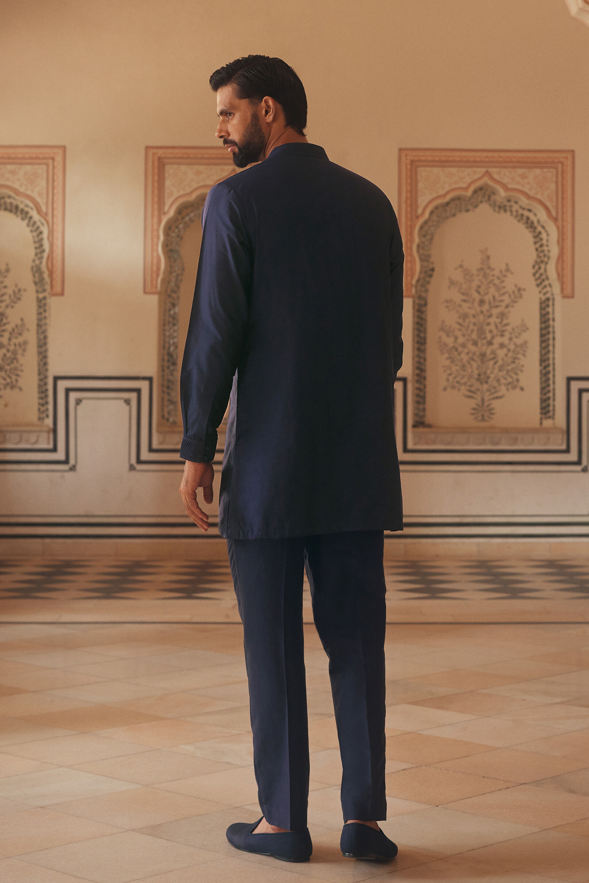 Parikshit Silk Kurta - Navy, Navy, image 2