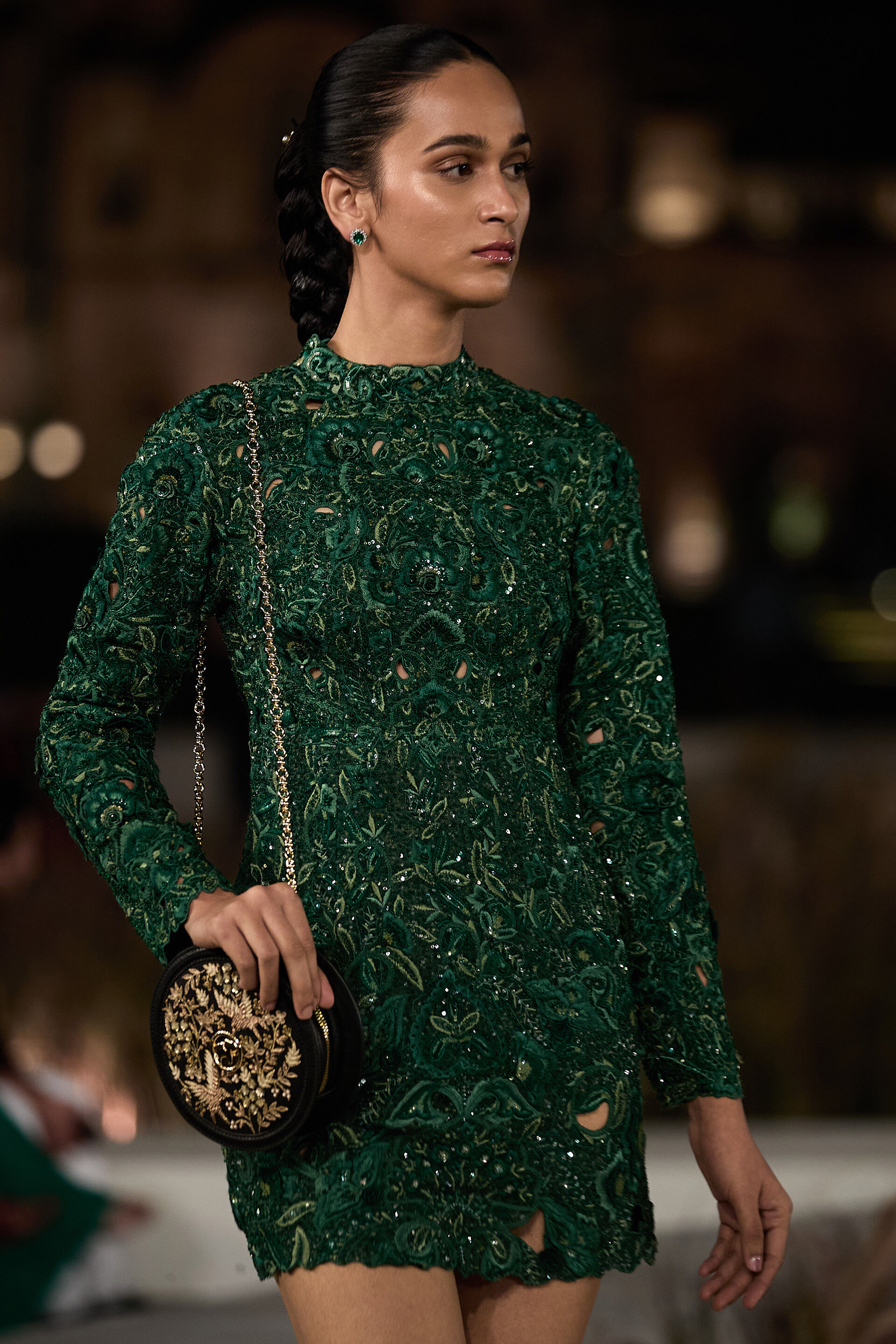 Rainfern Embroidered Applique Silk Mini - Green, Green, image 3