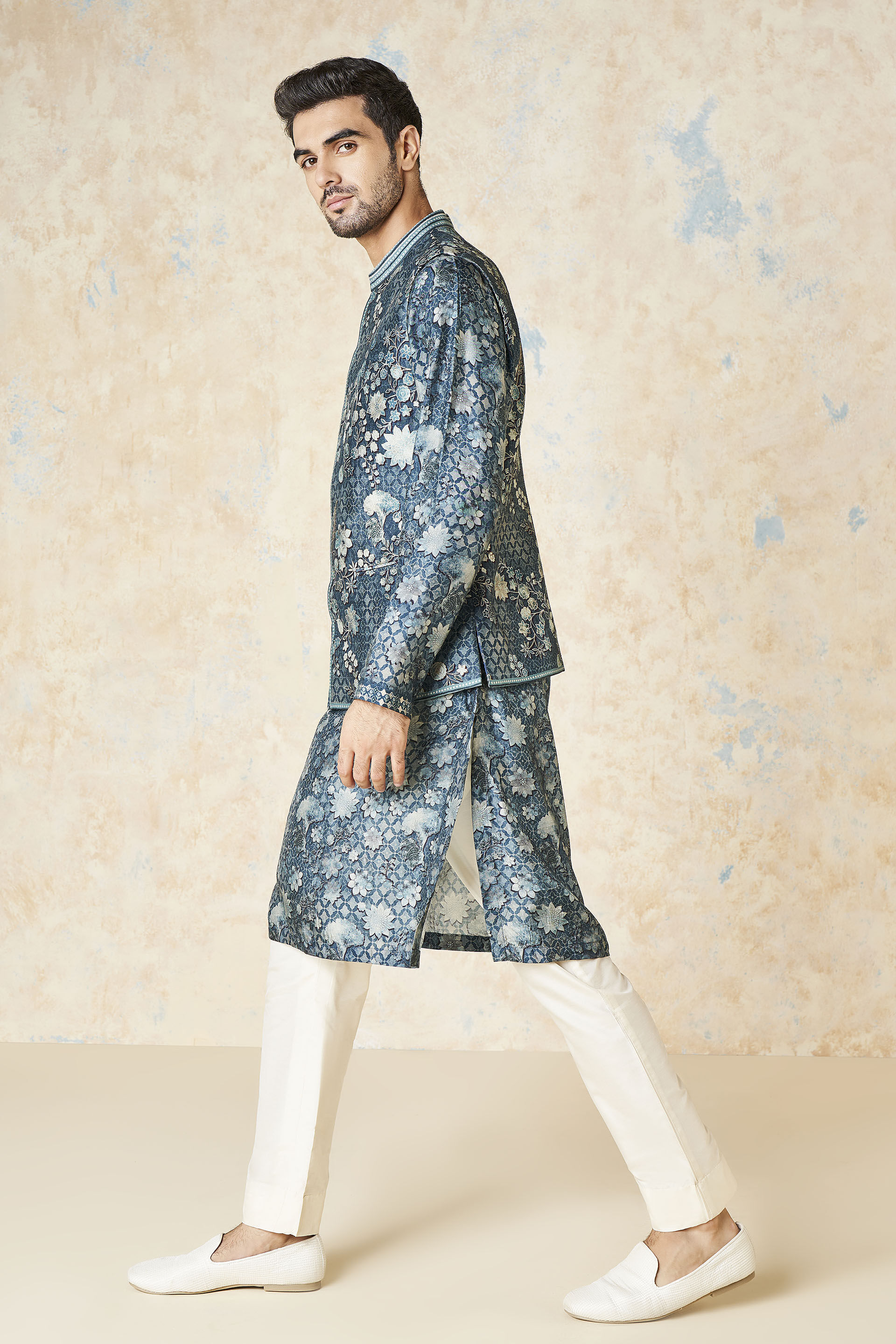 Bhramar Nehru Jacket - Blue