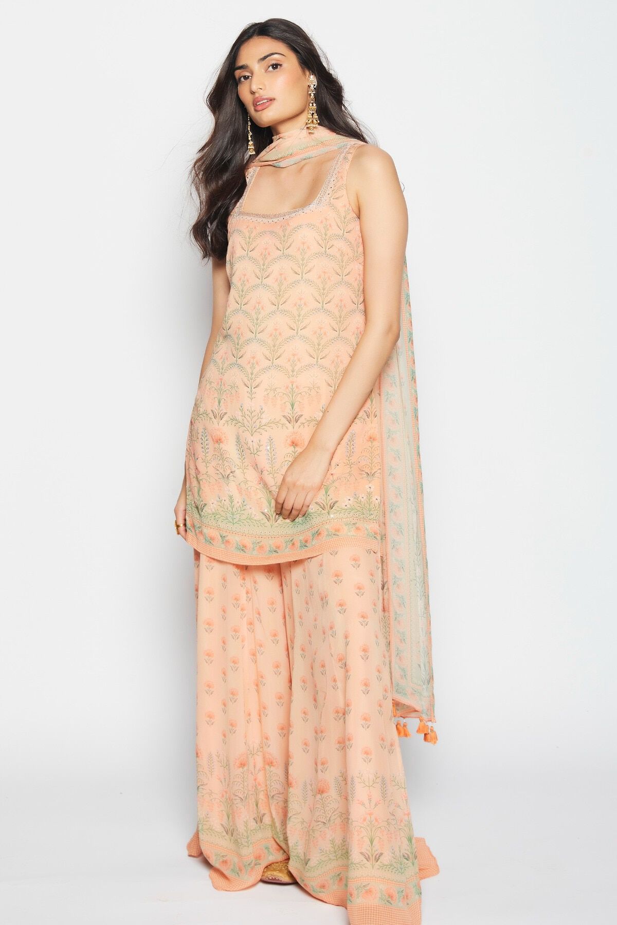 1 - Aaghnya Sharara Set - Peach, image 1