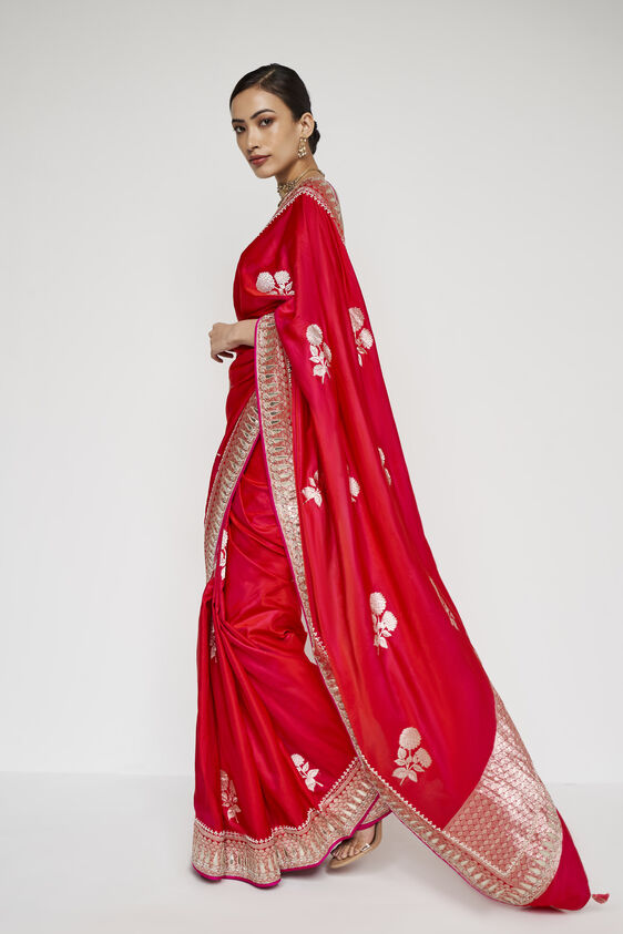 Kuhaki Benarasi saree - Red, , image 3