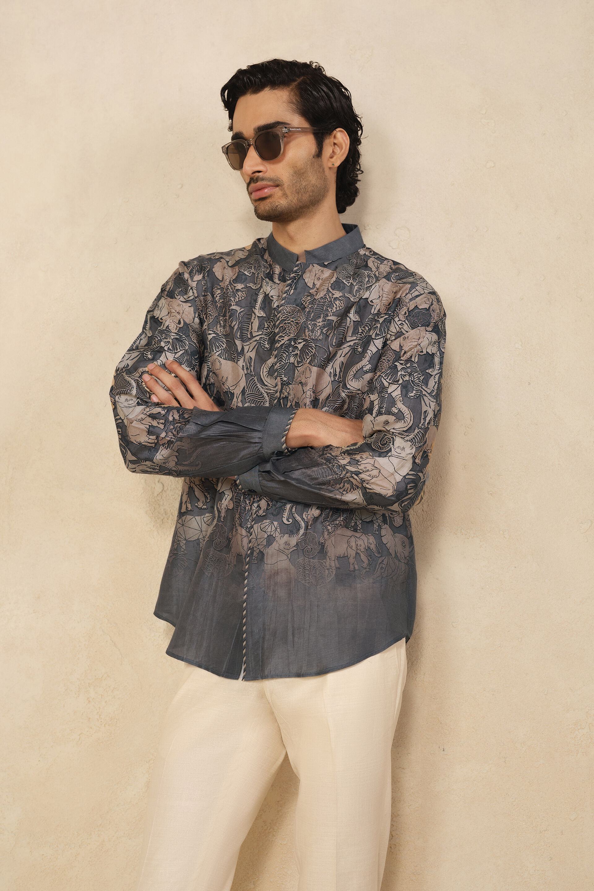 Zyad Silk Shirt - Grey, Grey, image 4