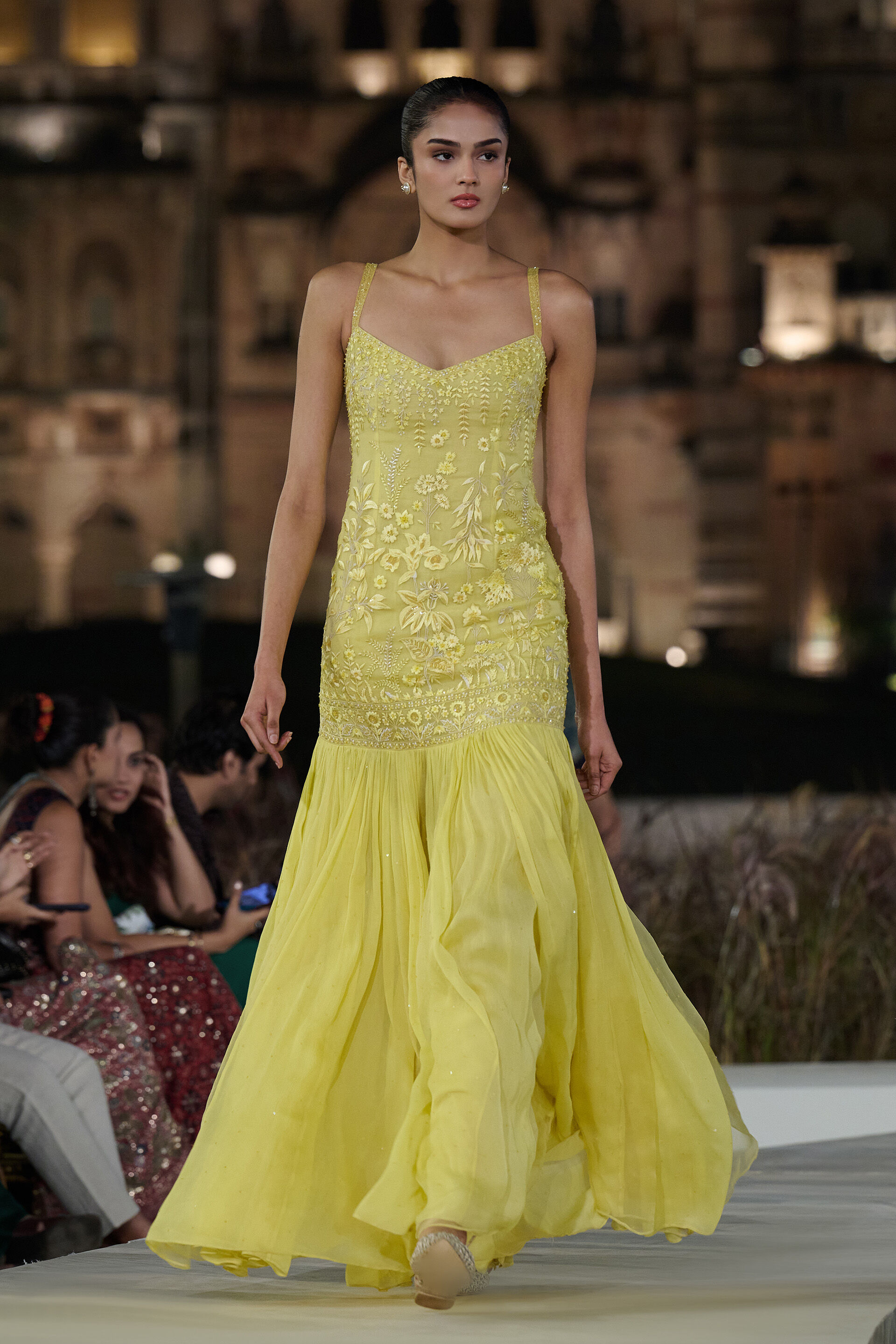Floralis Embroidered Gown - Yellow