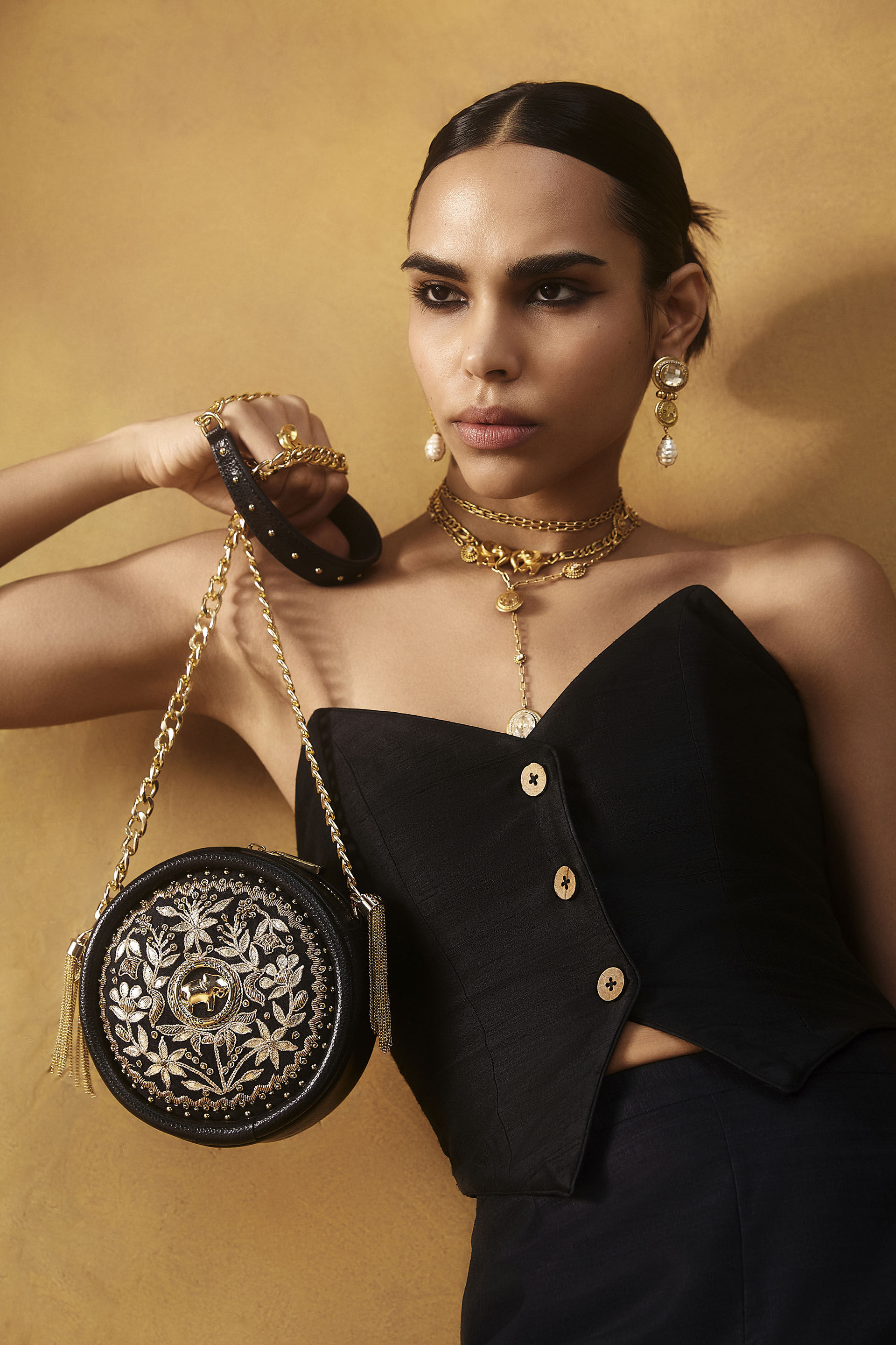 Buy Symphony Of Blooms Crossbody Bag - Nocturnal Black from