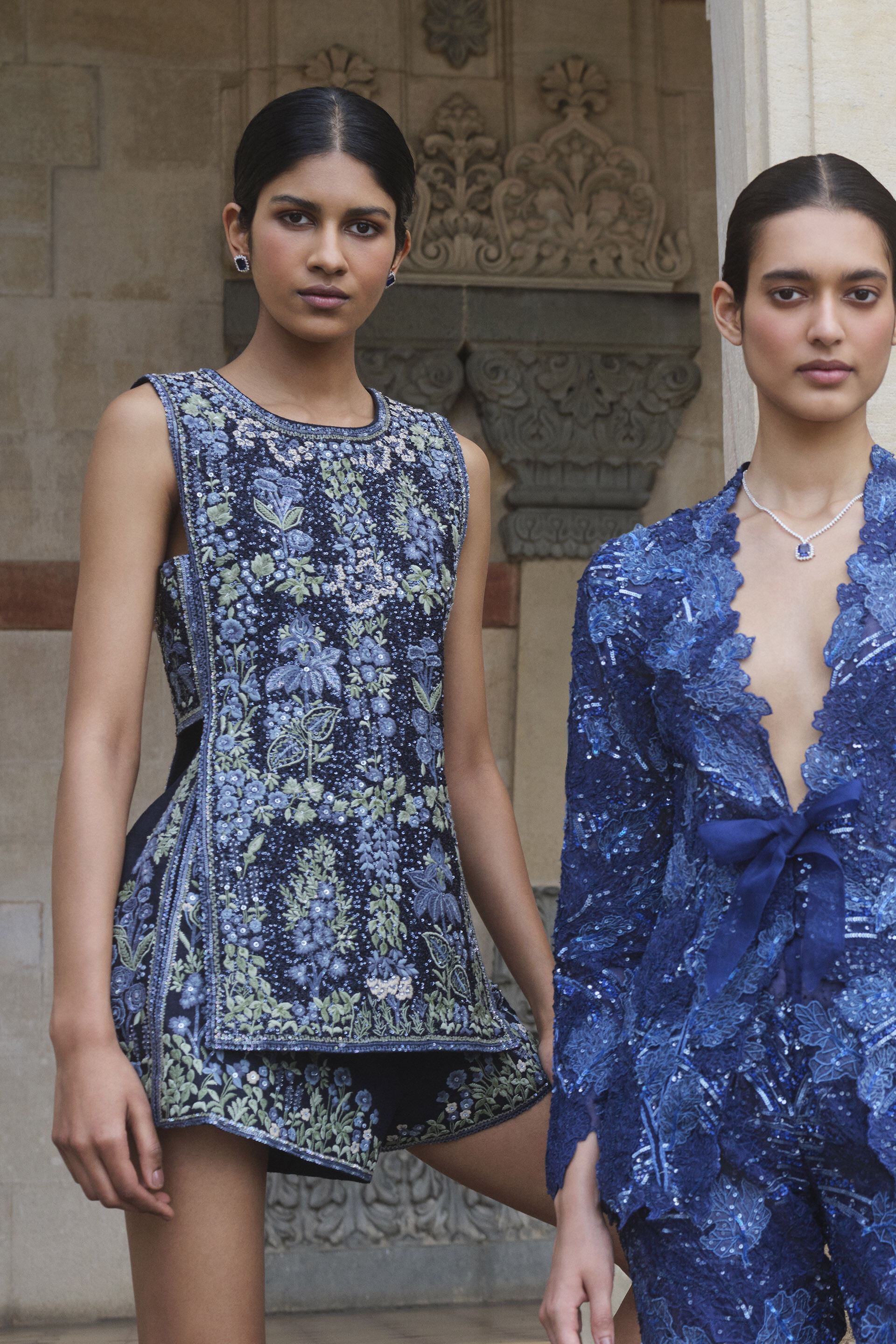 Jarylo Embroidered Silk Co-ord - Blue, Blue, image 3