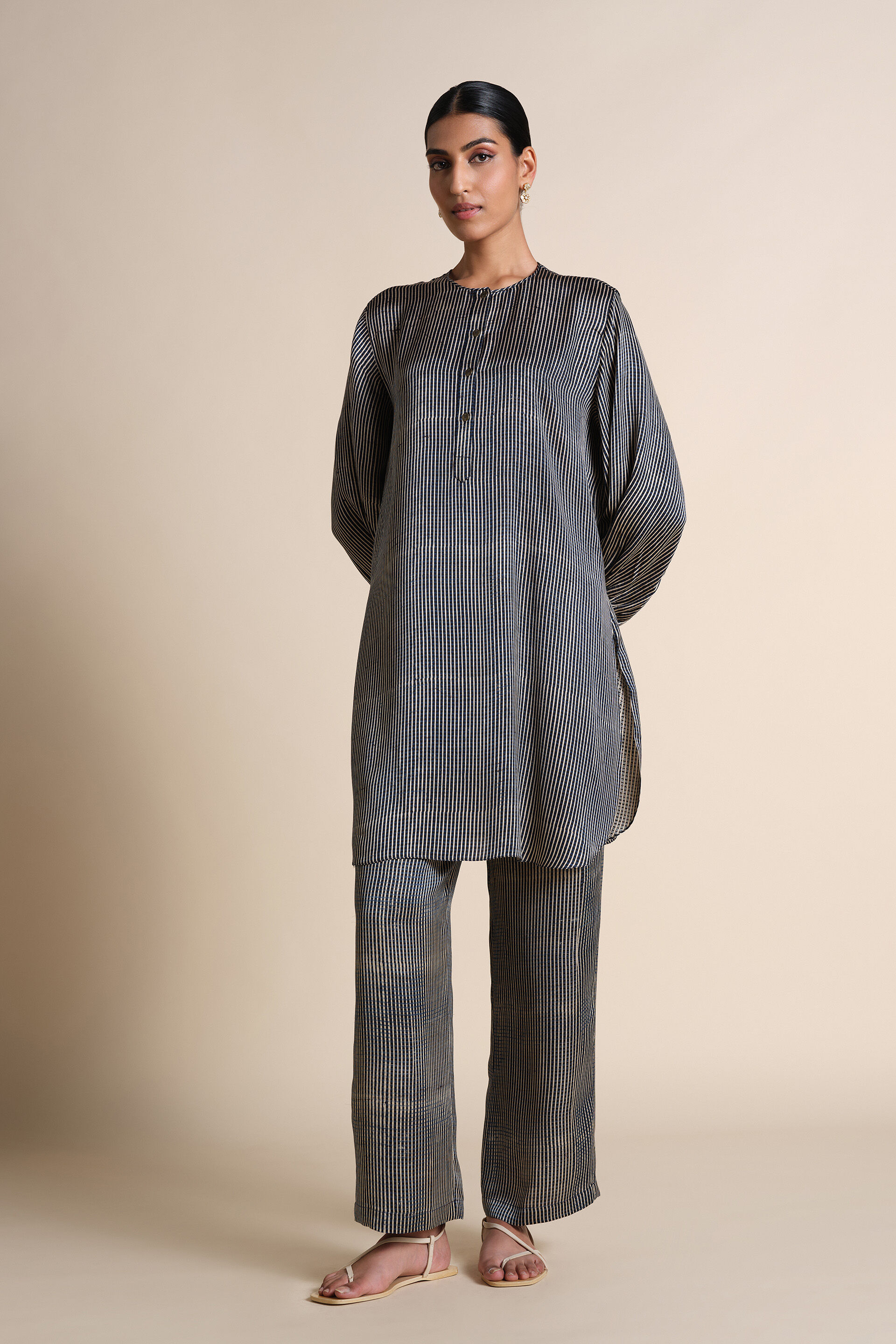 Gwylan Hand-block Printed Co-ord - Grey