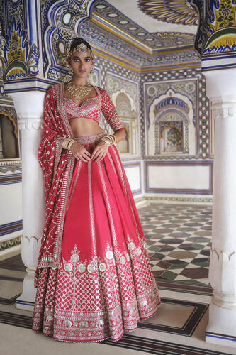 Tarangini Gota Patti Silk Lehenga - Red, Red, image 1