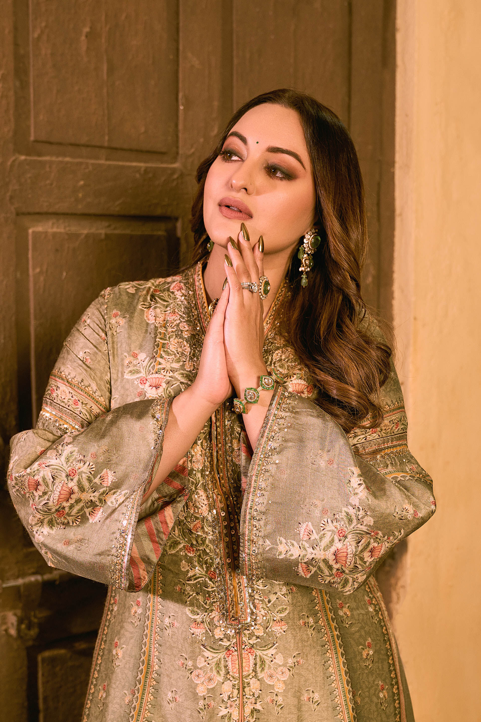 Laraline Printed Silk Jacket Set - Grey, , image 4