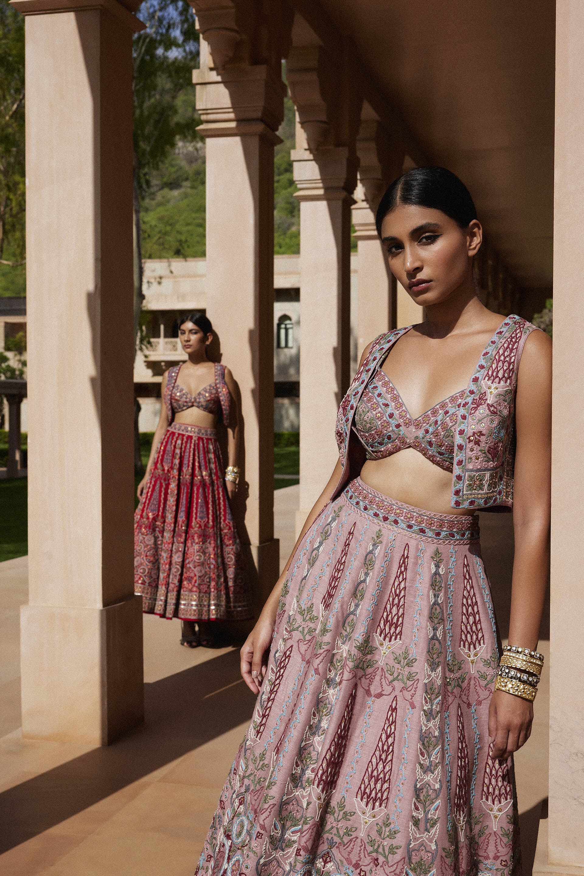 Embroidered silk skirt best sale