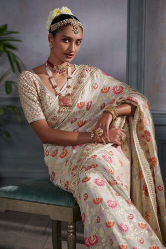 2 - Vachi Saree Set – Cream, image 1