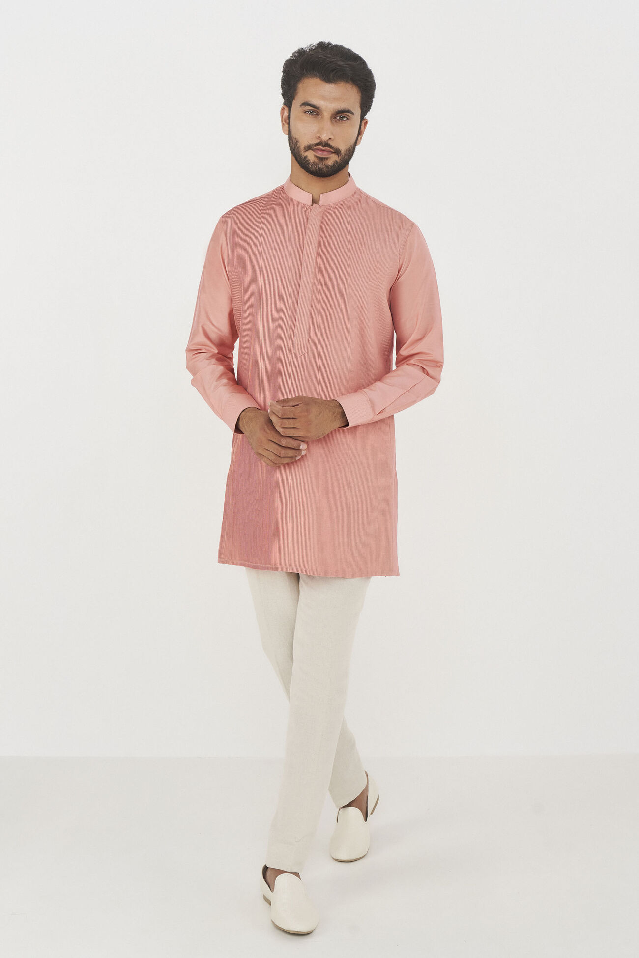 Daksh Silk Kurta, Pink, image 1