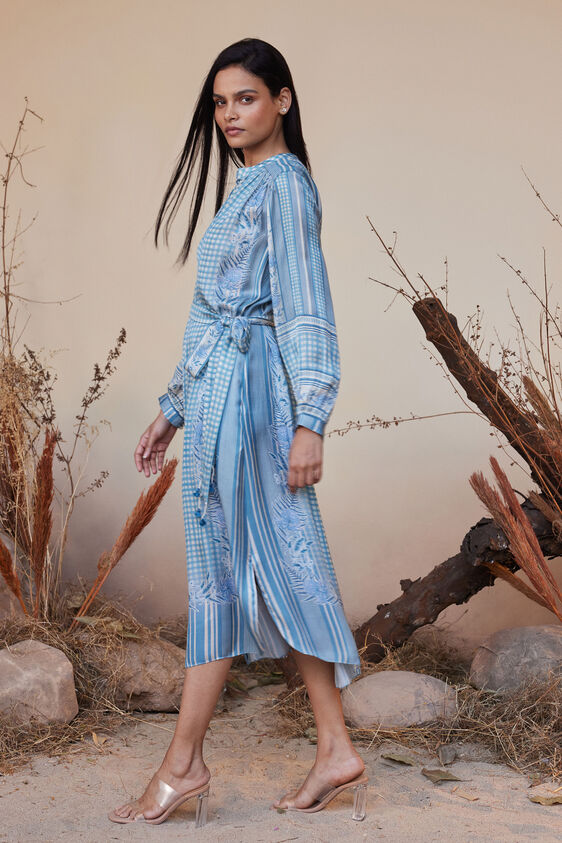 Neela Tie-up Dress, Blue, image 2
