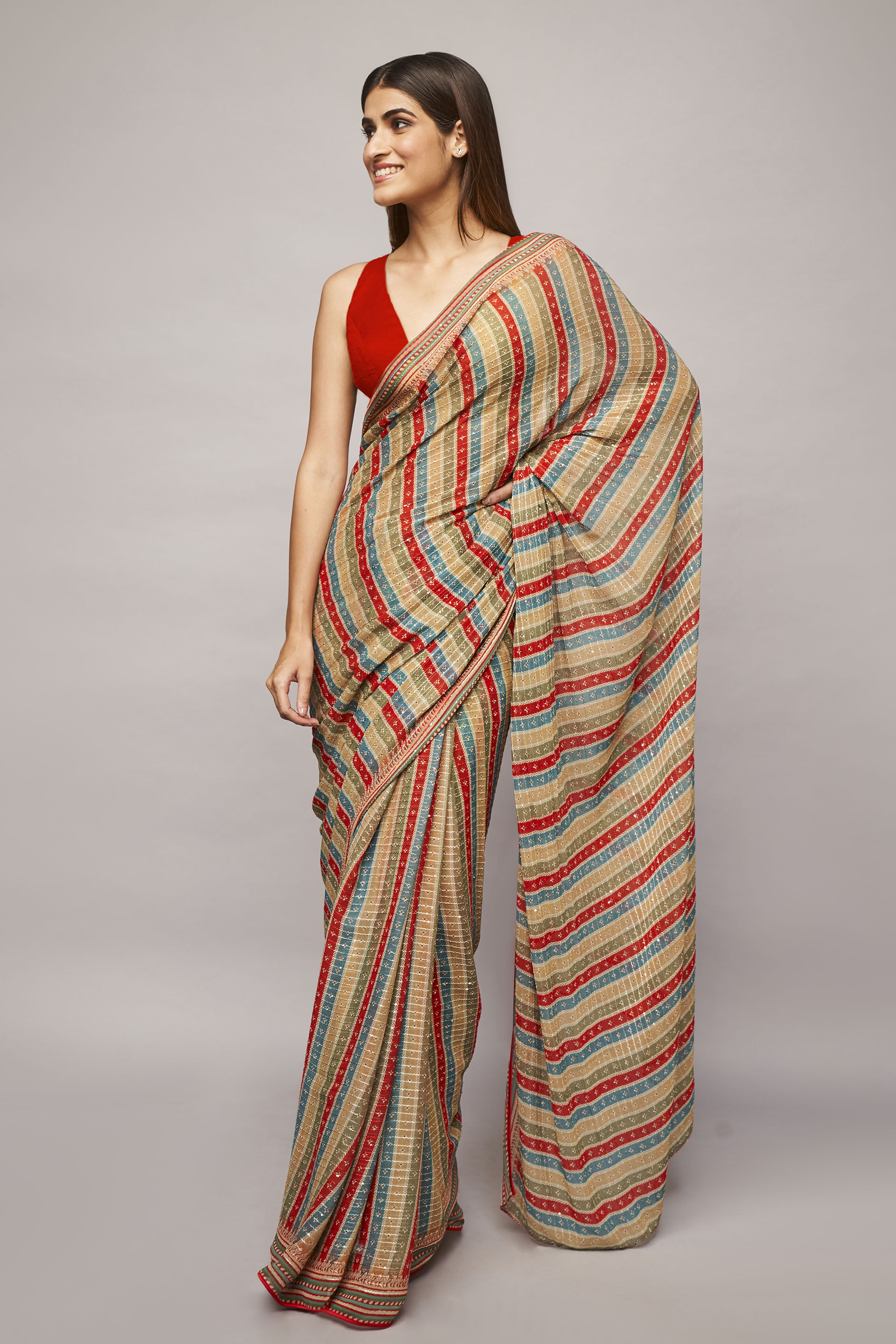 Alana Saree - Red, Red, image 1