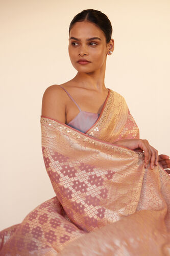 Gul Benarasi Silk Gota Patti Saree, Blush, image 6