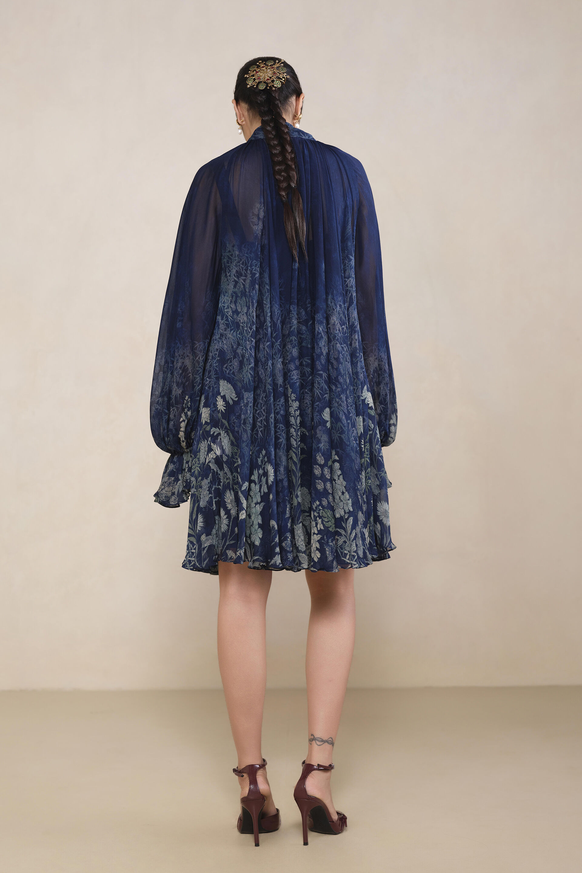 Riko Printed Bemberg Dress in Blue