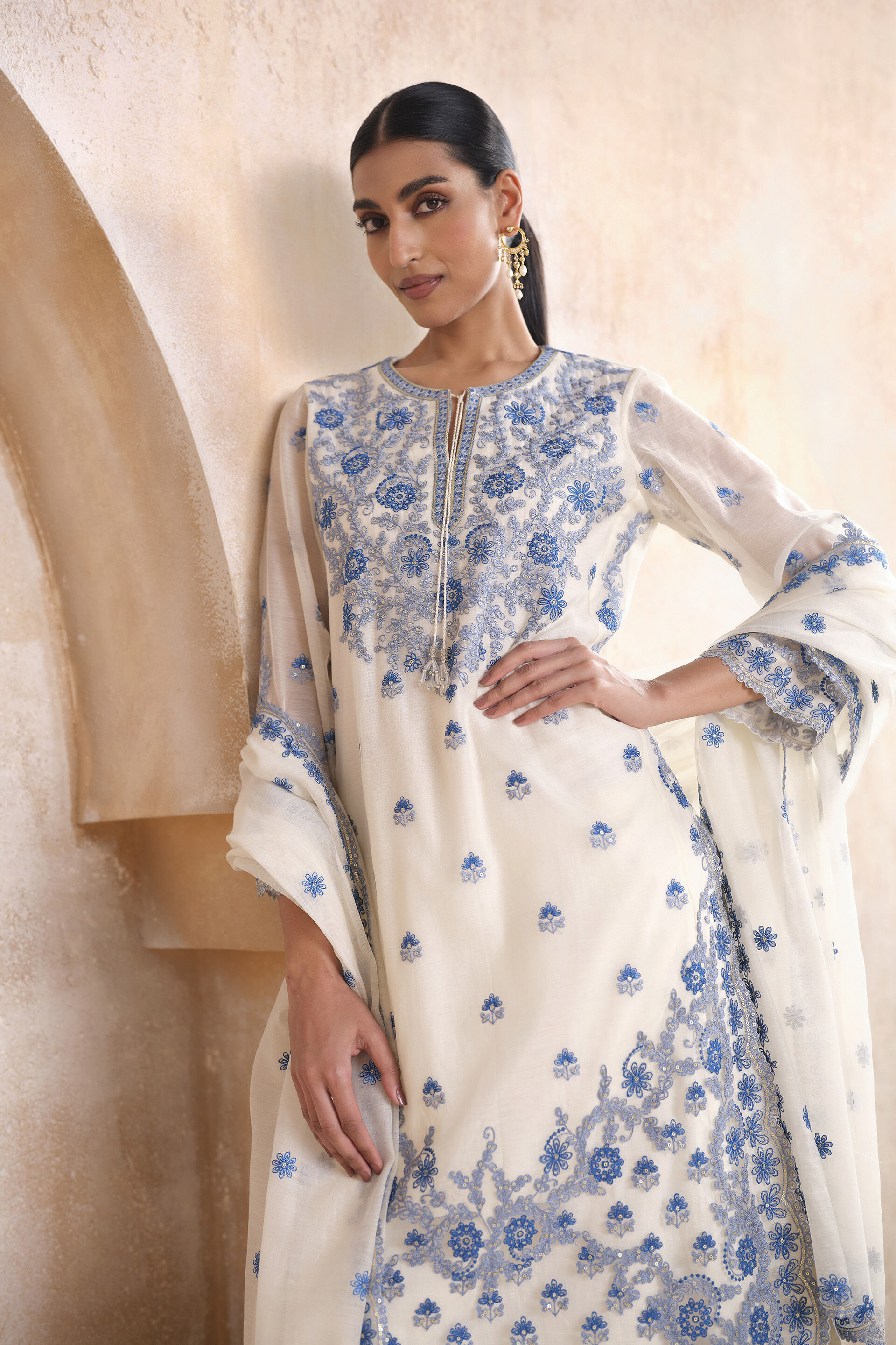 Elah Embroidered Mul Suit Set - White, White, image 4