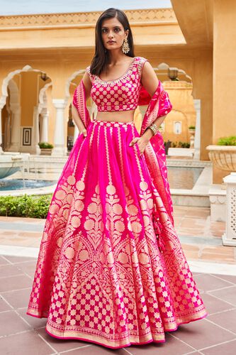 Zaina Lehenga Set, Hot Pink, image 1