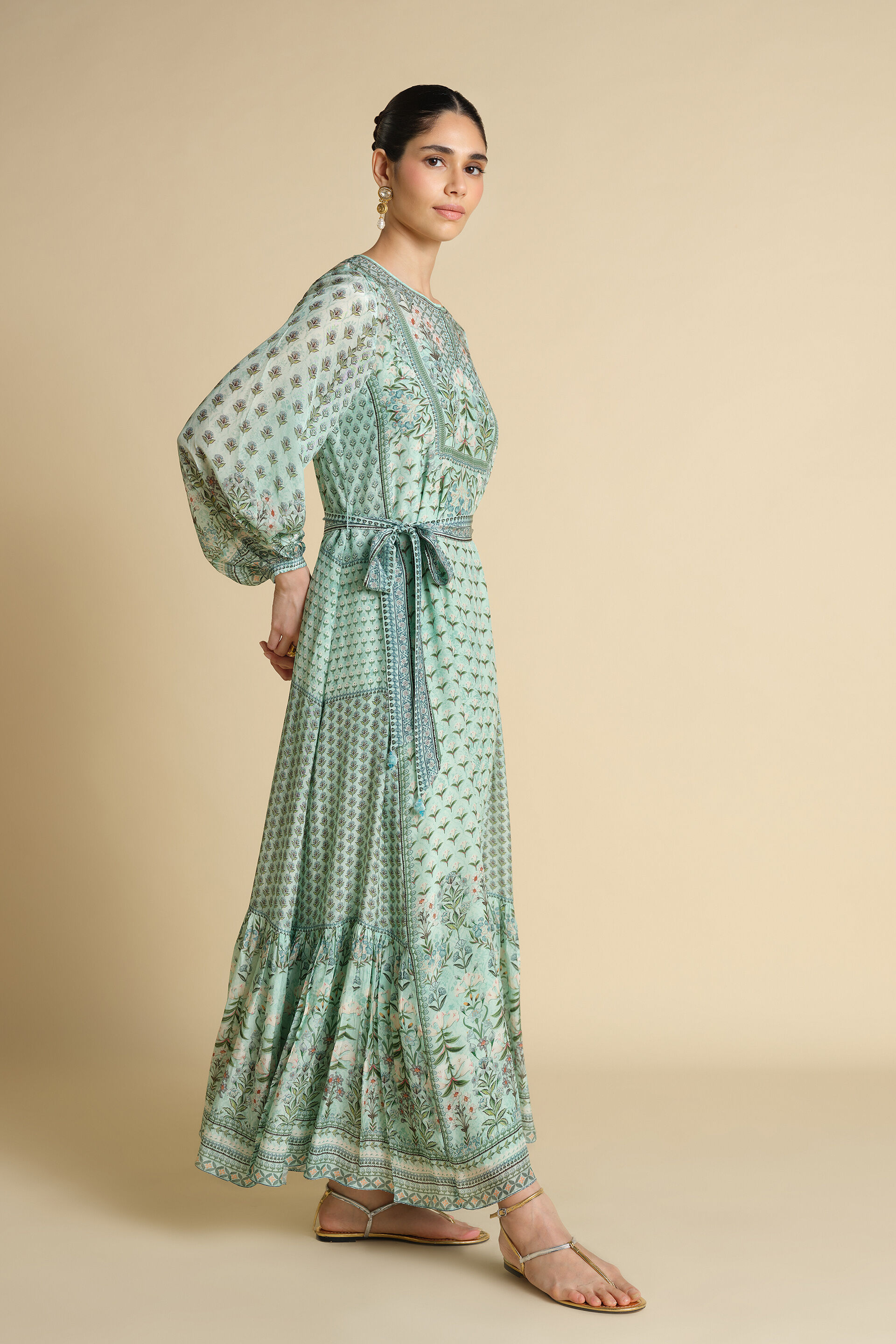 Azhaki Printed Kaftan - Aqua, Aqua, image 3