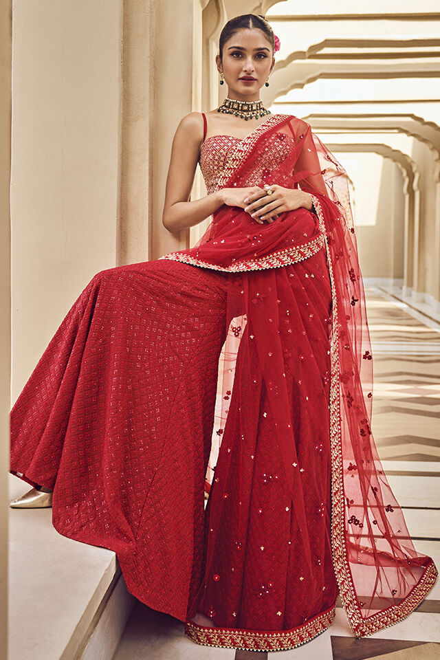 Aanandi Gharara Set Red