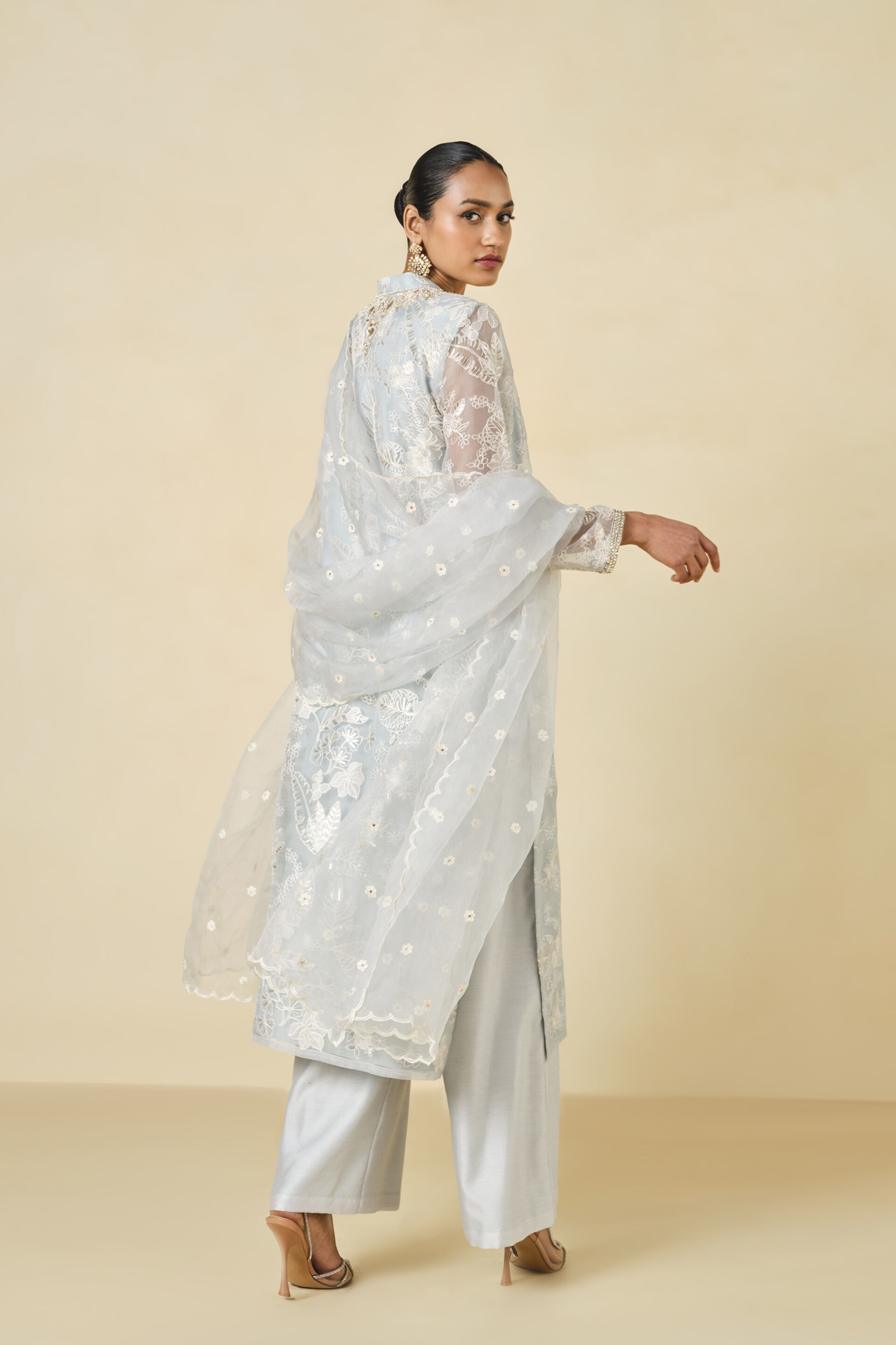 Samandar Embroidered Suit Set - Powder Blue, Powder Blue, image 2