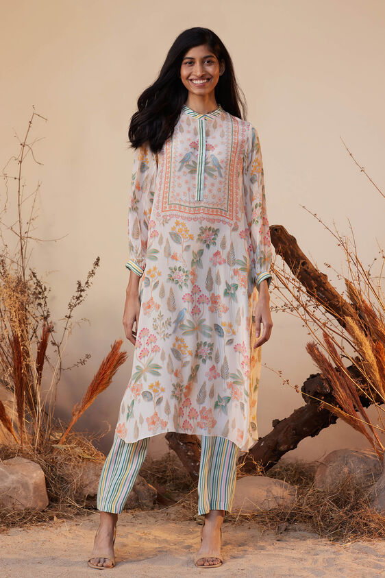 Kinza Kurta Set, Cream, image 1