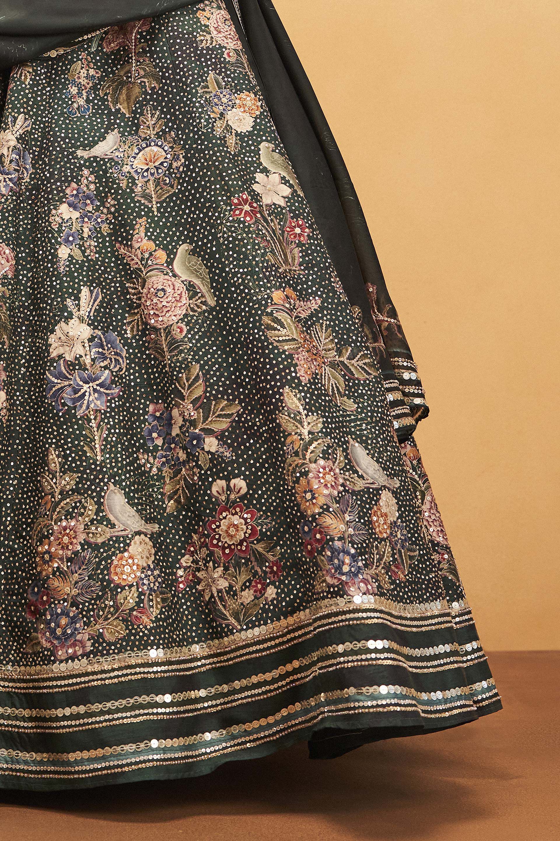 Whisper Of The Wildforest Lehenga Set - Green, Green, image 4