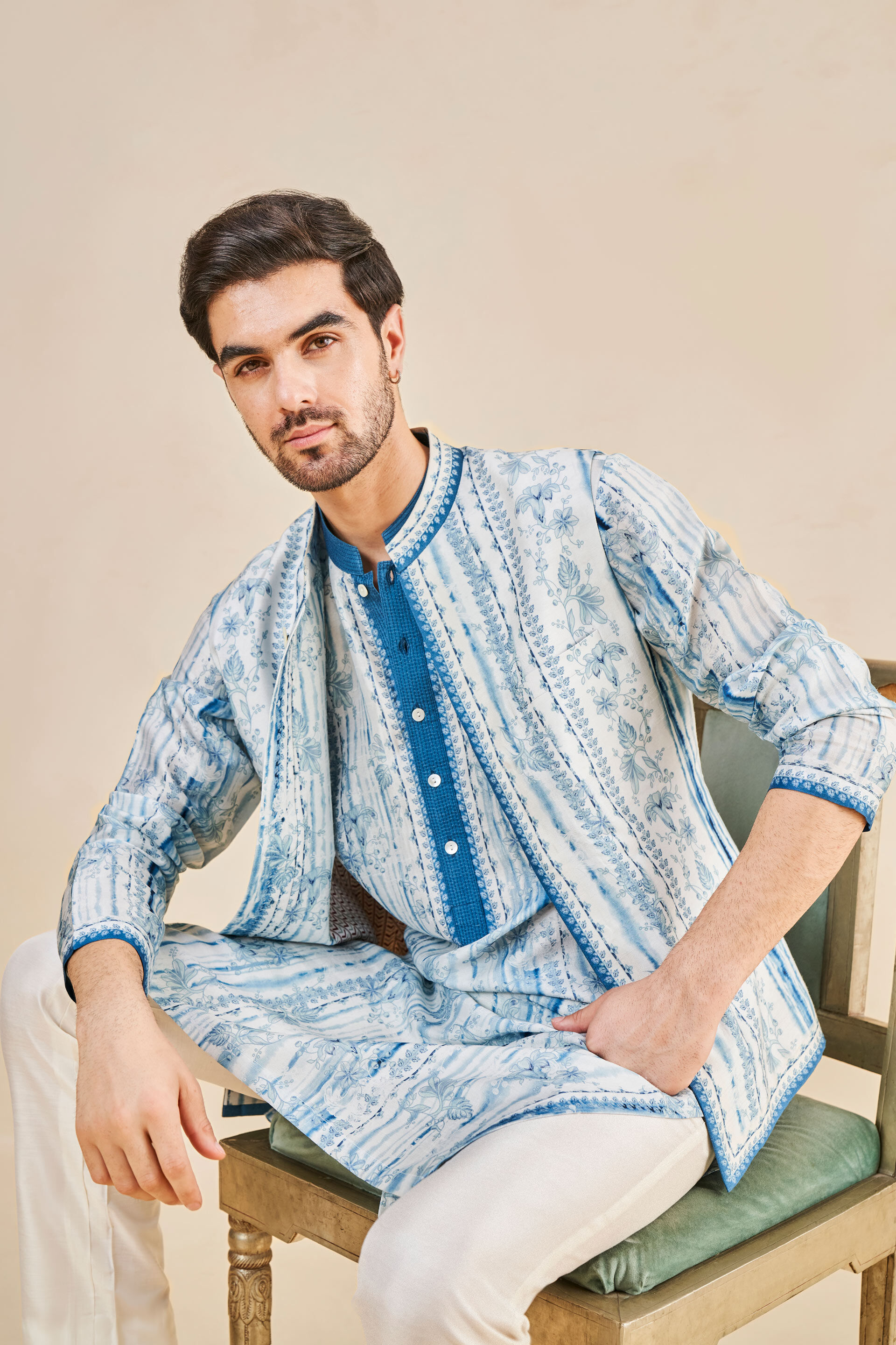 Abhinit Nehru Jacket Blue