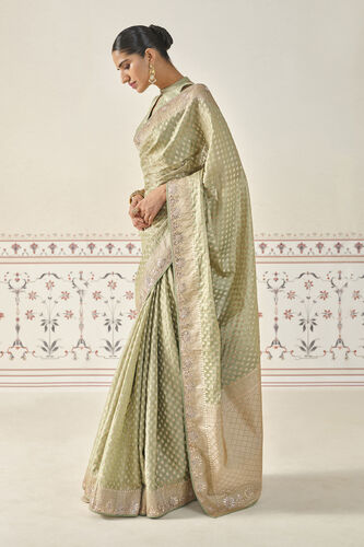 Kunadana Handwoven Benarasi Silk Saree, Sage, image 4