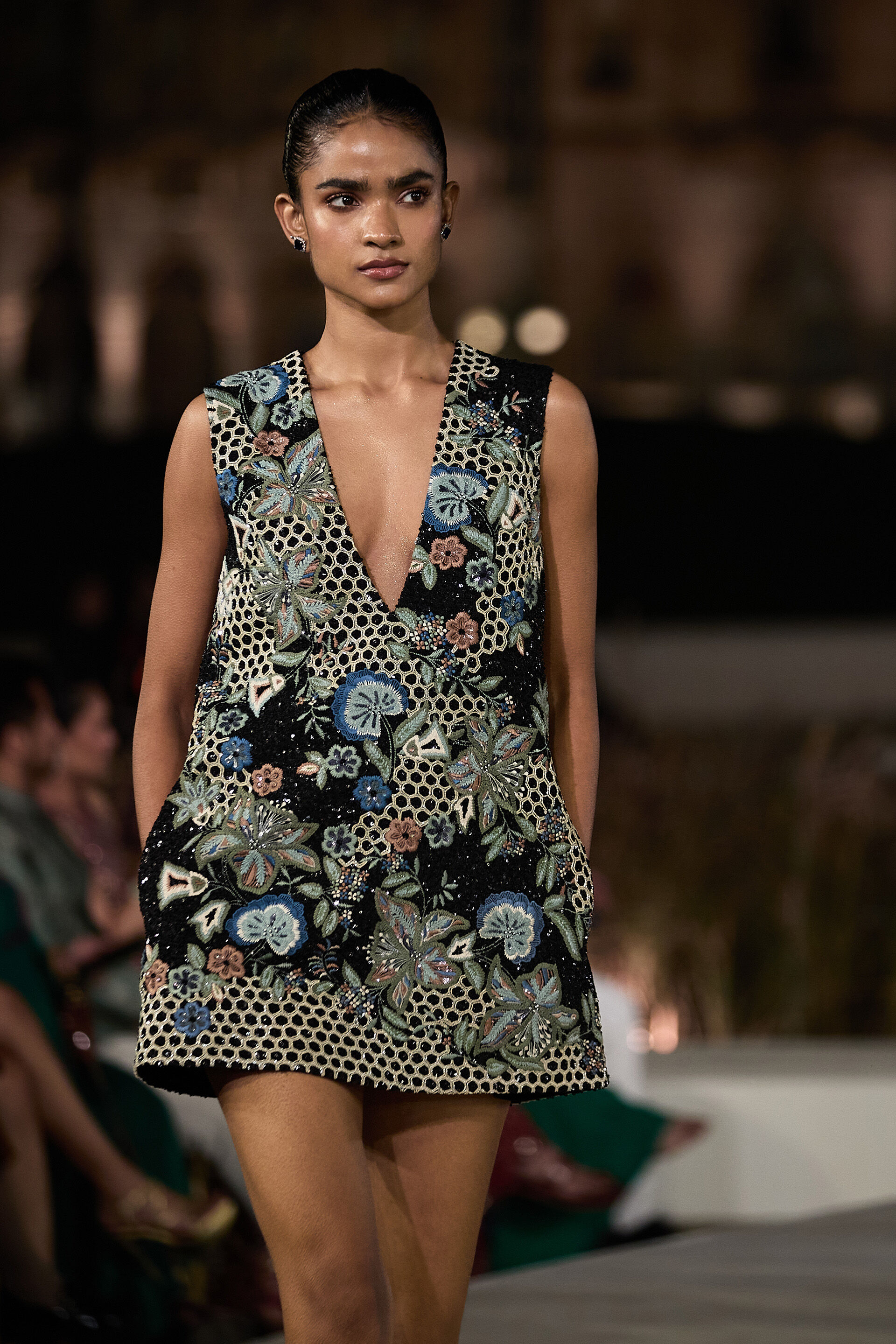 Xanthis Embroidered Silk Mini - Black